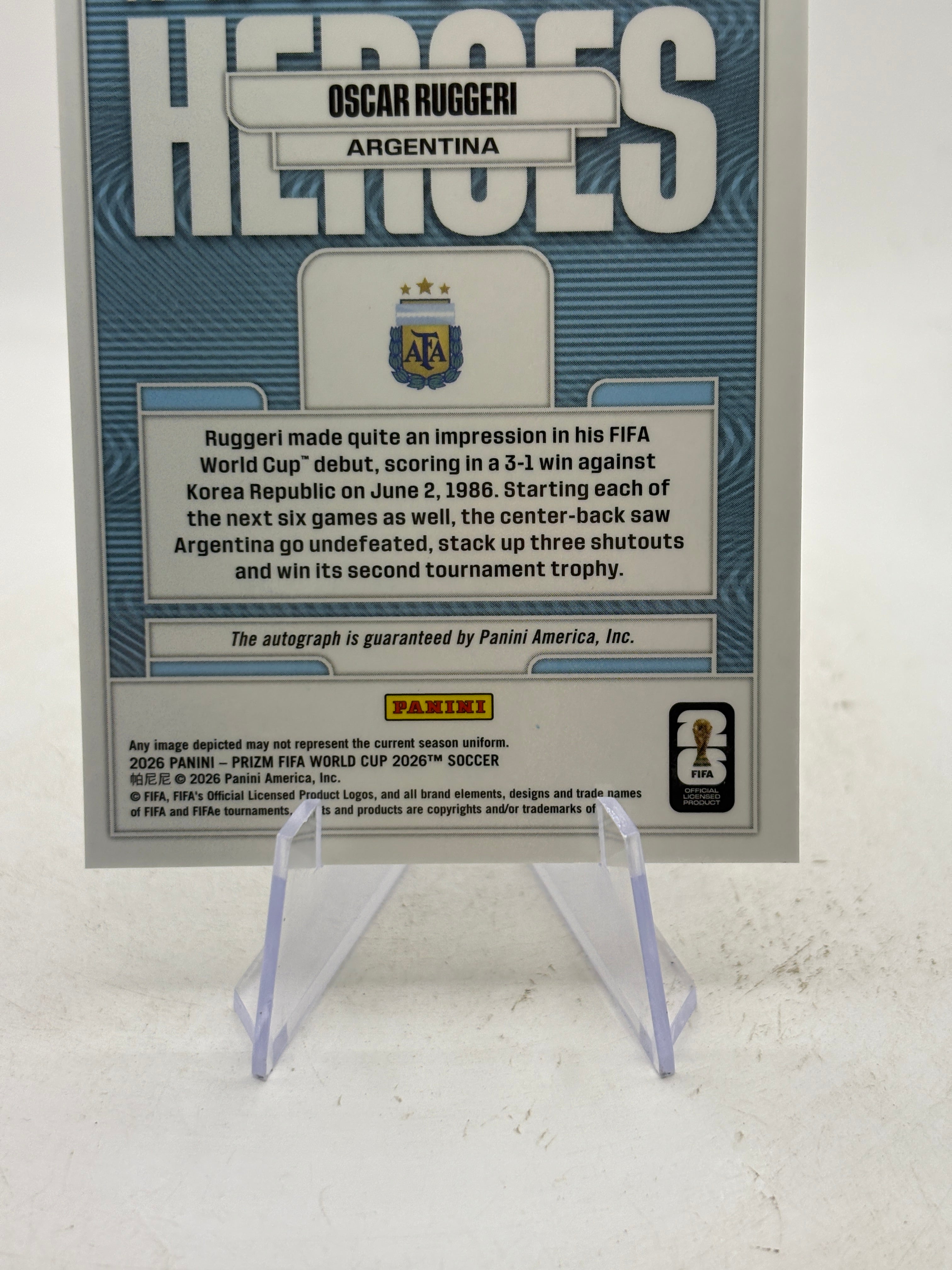 2026 Panini Prizm Fifa World Cup - #NH-OR Oscar Ruggeri Scope Auto